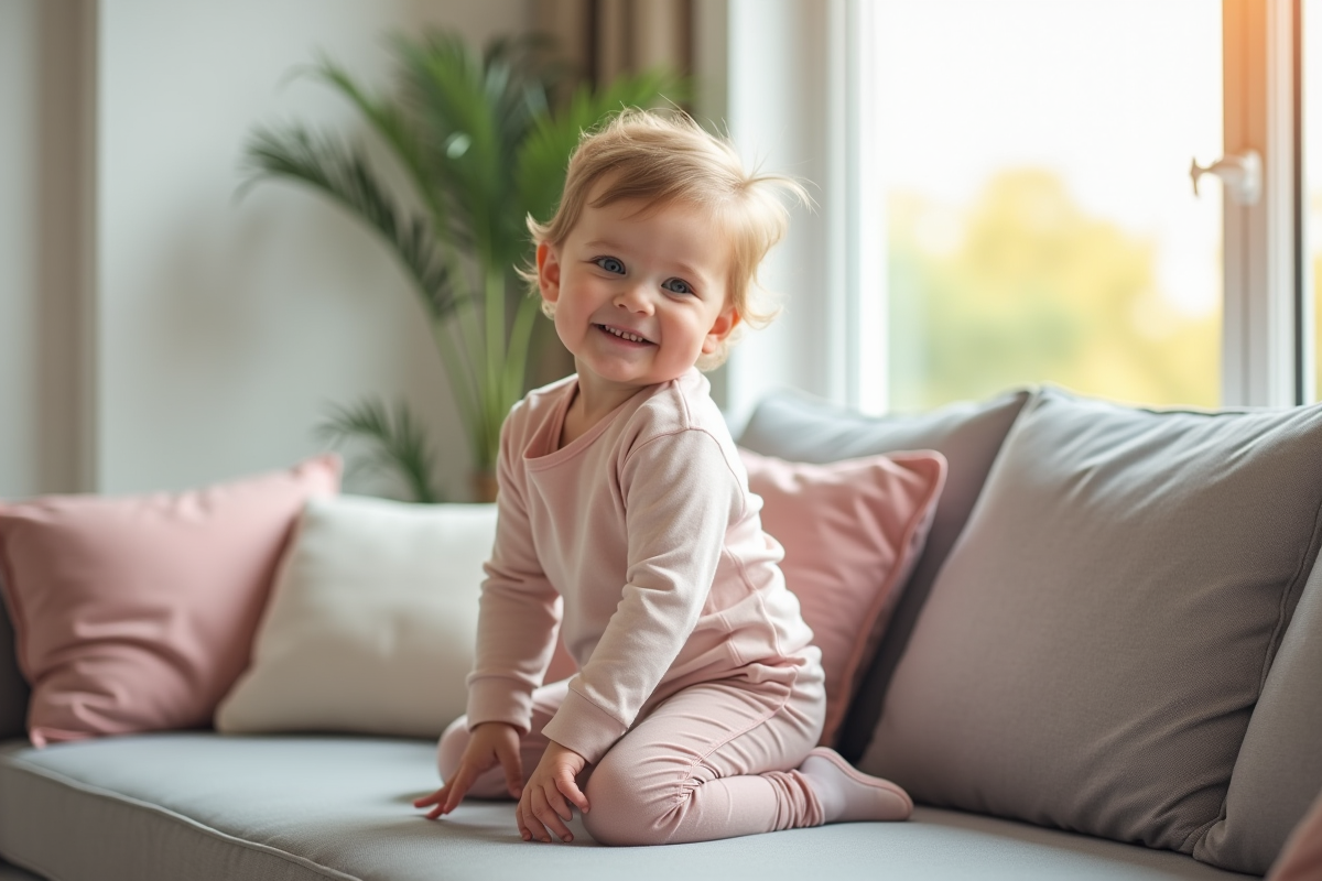 L’âge où un bébé commence à grimper sur un canapé