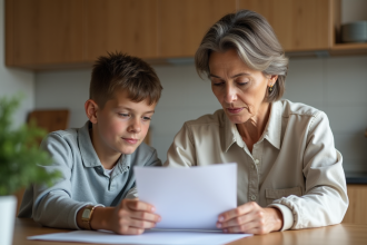 Femme et son fils adolescent dans une cuisine moderne