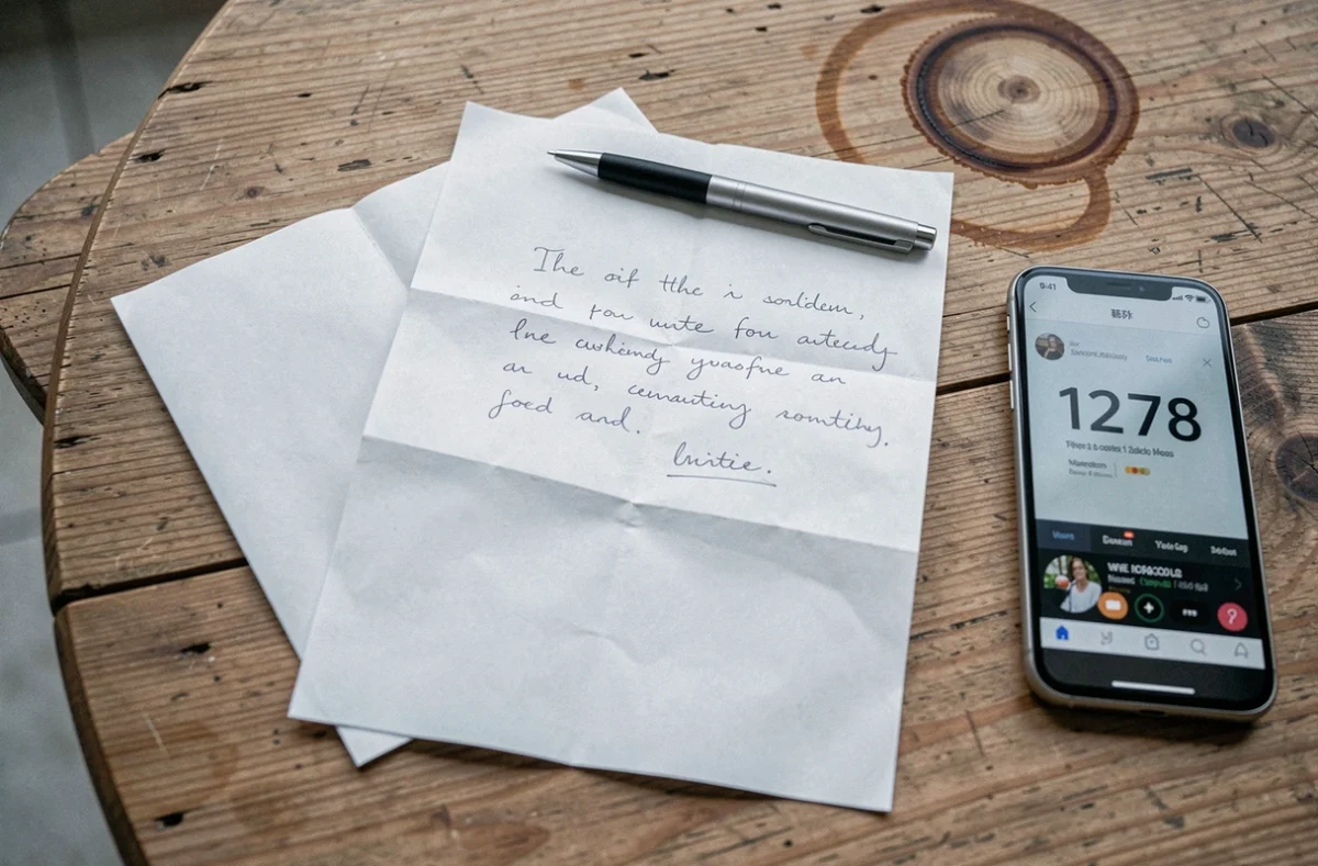 Lettre de préavis assistante maternelle posée sur une table avec enveloppe et stylo