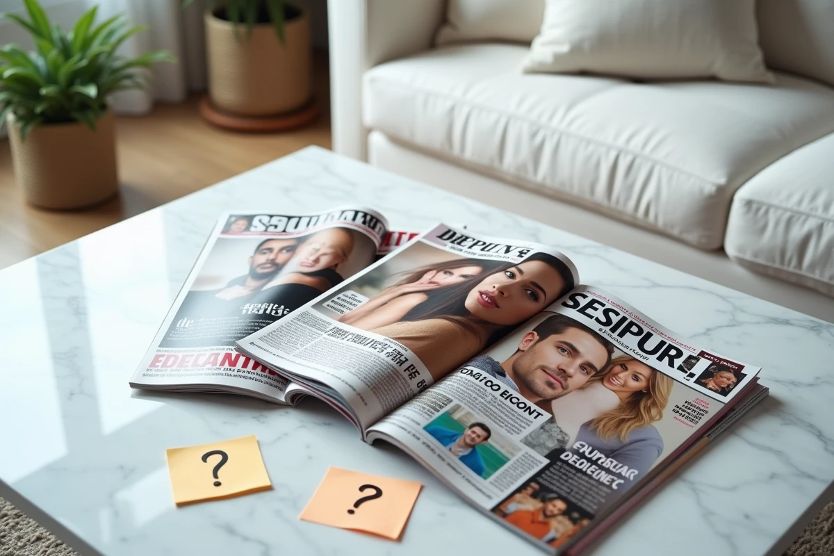 Magazines people et notes sur la rumeur du fils caché de Mylène Farmer